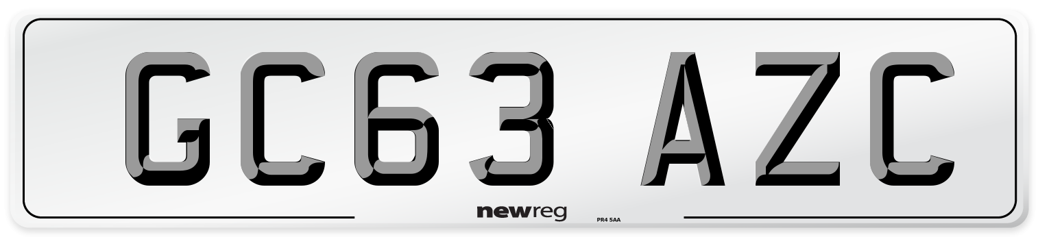 GC63 AZC Number Plate from New Reg